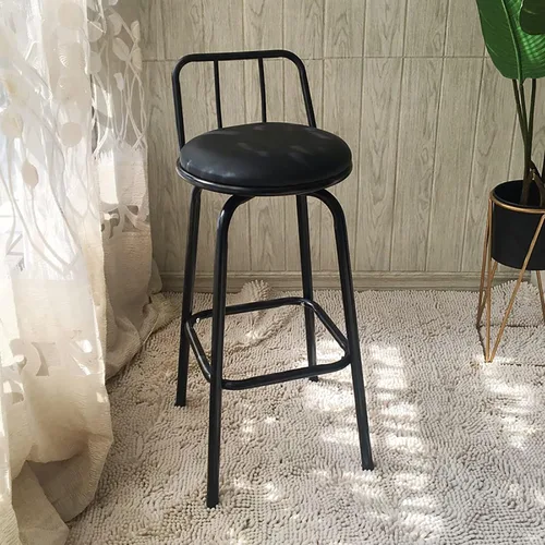 Vista 5 de QQXX Juego de 2 taburetes de bar giratorios con respaldo y reposapiés, taburete de cocina y comedor con acolchado de cuero, taburete de bar alto