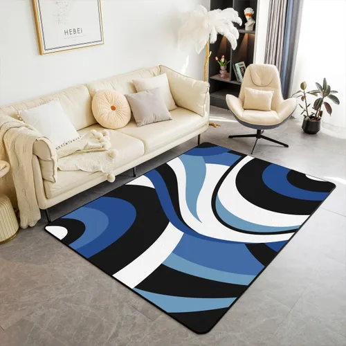 Vista 20 de Alfombra de área en espiral colorida de 3 x 5 pies, abstracta y moderna geométrica, decoración de remolinos, antideslizante, para hombres, mujeres