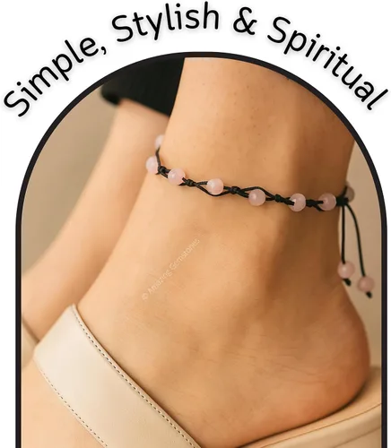 Vista 220 de Amazing Gemstone Crystal Anklet Ankle Bracelets for Women - Waterproof Beaded Healing Crystal Anklets, Plus Size Chakra Gemstone Bead Anklet