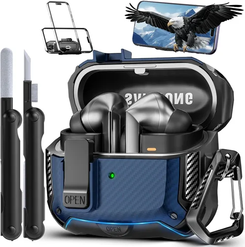Vista 19 de Lock Fit Diseñado para Samsung Galaxy Buds3 FE (2025) / Buds3 Pro (2024) / Funda Buds 3 (2024), con kit de limpieza Cuerpo completo Resistente a