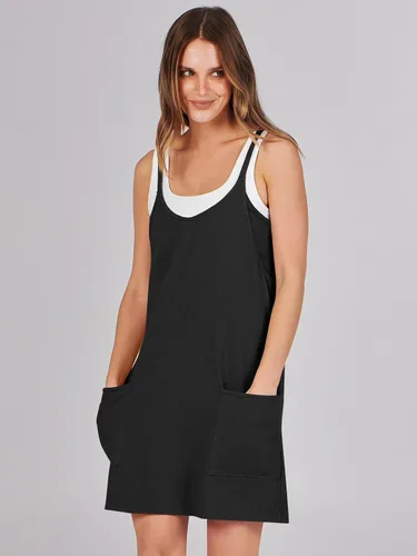 Vista 8 de Caracilia Minivestido de verano para mujer, casual, sin mangas, con tirantes delgados, vestido de verano atlético corto para entrenamiento de tenis