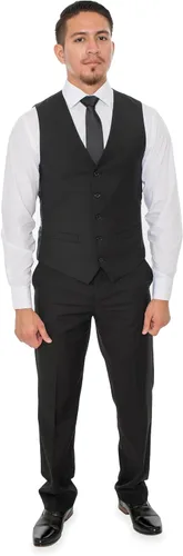 Vista 6 de Traje de tres piezas de dos botones negro elegante para hombre