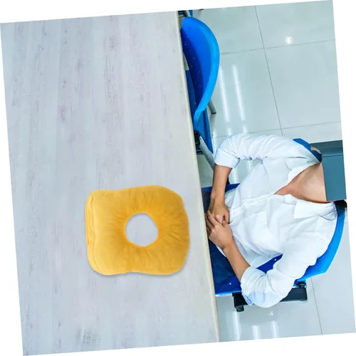Vista 4 de KICHOUSE Memory Foam Face Down Pillow for Stomach Sleeping Ergonomic Prone Cushion for Eye Surgery Neck Support for Seniors and Patients Yellow