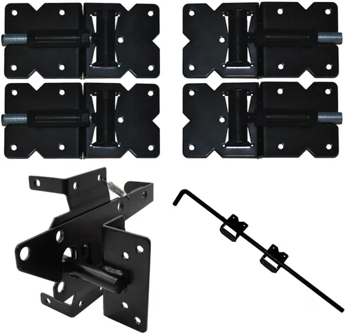 Vista 17 de Kit de herrajes para valla de vinilo de cierre automático, color blanco, puerta individual con 2 bisagras y pestillo