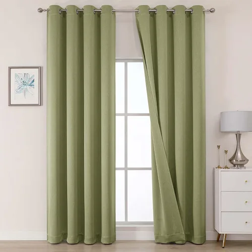 Vista 21 de OWENIE Cortinas 100% opacas de 63 pulgadas de largo, 2 paneles para dormitorio, sala de estar, cortinas superiores con ojales con aislamiento Negro