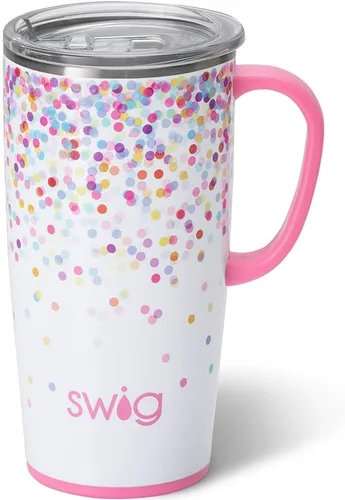 Vista 48 de Swig Life Taza de Viaje de 18 oz, Vaso Aislante con Asa y Tapa, Taza de Café de Viaje, Compatible con Portavasos, Acero Inoxidable, Vaso de 18 oz