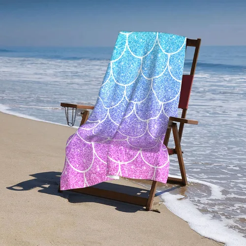 Vista 6 de Beautiful Fish Scales - Toalla de playa de microfibra de secado rápido para adultos y niños, toallas de natación suaves y cómodas para exteriores