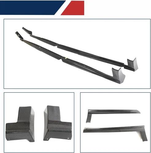 Vista 5 de Extensión de faldas laterales de fibra de carbono para RS Q8 RSQ8 Base Sport Utility 4 puertas 2021-2023 Protect Rocker Panels Body Kit Factory