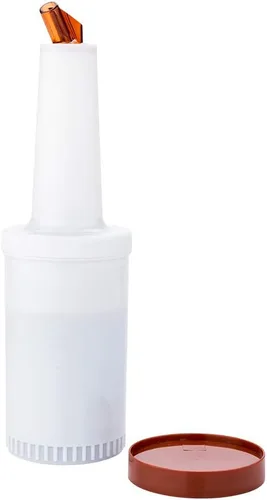 Vista 7 de Restaurantware Botella de plástico de 0.5 cuartos de galón de almacenamiento - con boquilla azul y tapa - Botella de almacenamiento de barra