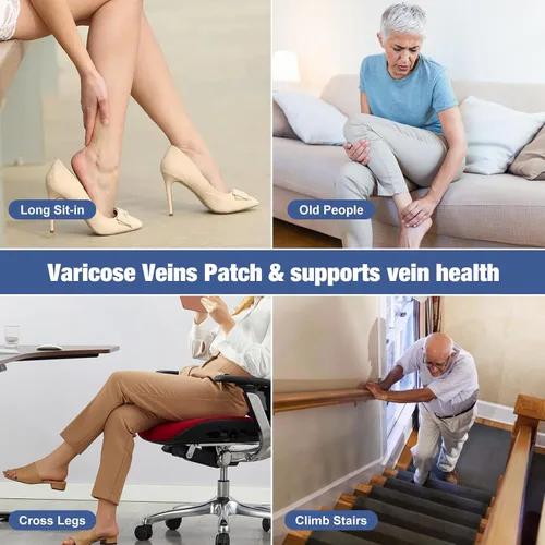 Vista 6 de 36 parches para venas varicosas, alivio profesional para venas varicosas en las piernas, parche de mejora natural de las venas de araña, fortalece