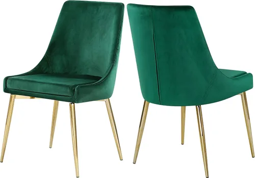 Vista 11 de Meridian Furniture Karina Collection Modern - Silla de comedor tapizada de terciopelo contemporánea con patas de metal resistentes, juego de 2, 19.5