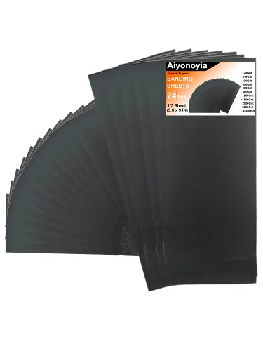 Vista 11 de Paquete de variedad de papel de lija, 20 piezas de papel de lija surtido para lijado de madera y metal, hojas de papel de lija para uso en húmedo