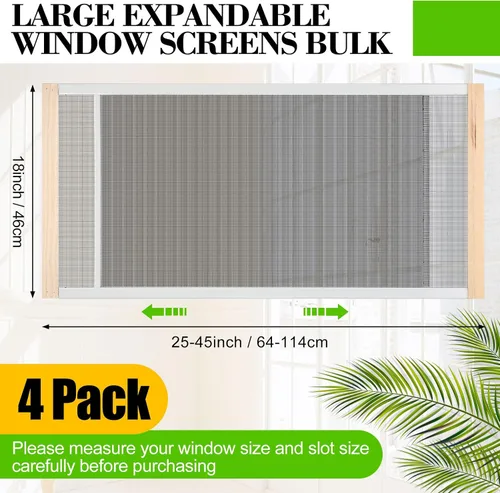 Vista 2 de Hicarer 4 pantallas ajustables para ventana, 18 pulgadas de alto x 25 a 45 pulgadas de ancho