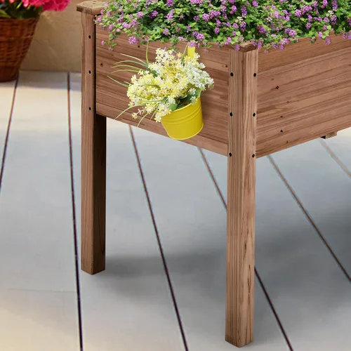 Vista 9 de Yaheetech 1 pieza Cama de Jardín Elevada 48x24x30 pulgadas Jardinera de Madera Elevada para Horticultura con Patas Cama de Cultivo de Pie