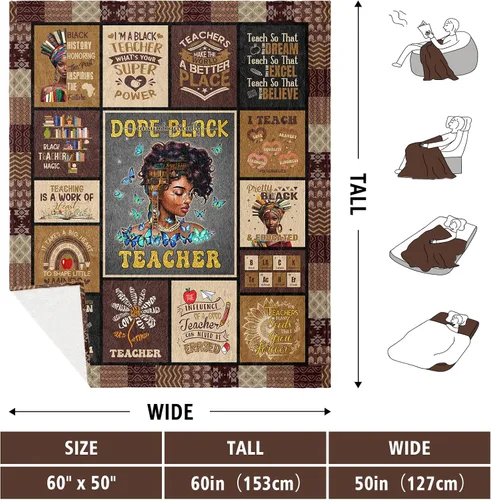 Vista 7 de Regalos para profesores afroamericanos, regalos de agradecimiento para profesores, manta de 60 x 50 pulgadas, regalo para profesores negros