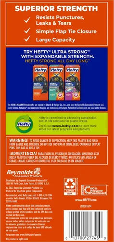 Vista 2 de Hefty Easy Flaps - Bolsas de basura grandes multiusos, 30 galones, 40