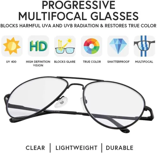 Vista 3 de Gafas de lectura progresivas para mujeres y hombres, multifocales para computadora con lentes de bloqueo de luz azul Milán