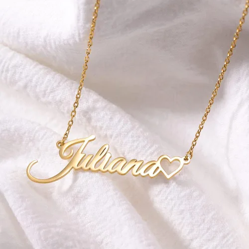 Vista 3 de TinyName - Collar con placa de nombre personalizable, bañado en oro de 18 quilates, regalo para mujer