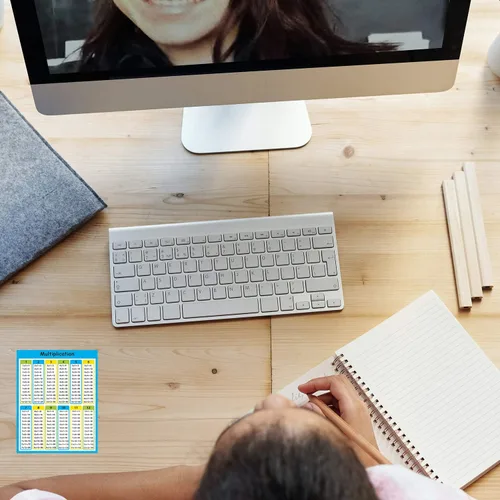 Vista 7 de Wisdompro Paquete de 40 calcomanías de multiplicación para estudiantes, tabla de mesa de tiempos pequeños para escritorio de estudiantes, primaria
