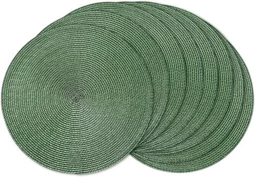 Vista 40 de AHHFSMEI Juego de 6 manteles individuales redondos trenzados de 15 pulgadas para mesas de comedor, tejido natural, resistentes al calor, color beige