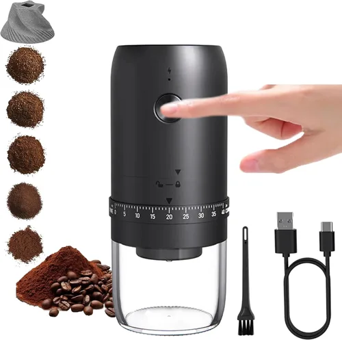 Vista 8 de Molinillo de café manual con rebabas de cerámica, 40 ajustes ajustables para expreso, V60, verter, campamento y viajes