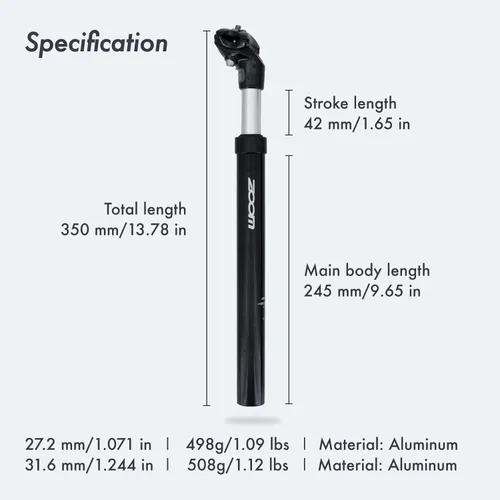 Vista 3 de DJC Bike Suspensión Tija Amortiguador Amortiguador Poste 27,2 30,9 1.244 in, Cuerpo de Aluminio Ligero