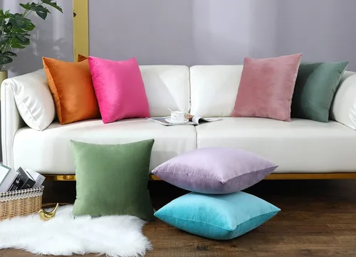 Vista 6 de mixeoo Comfy - Juego de 2 fundas de almohada decorativas de terciopelo grueso sólido y grueso, súper suaves, decoración del hogar para sofá, sala