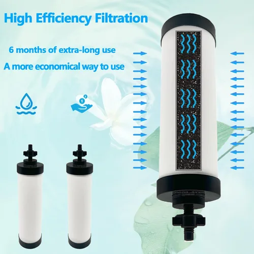Vista 5 de 【Actualizado】Filtro de cerámica Virego con infusión de plata, repuesto para filtro de agua BB9-2, filtros de limpieza repetibles compatibles