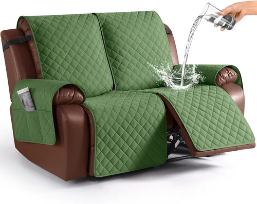 Vista 20 de KinCam Funda impermeable de gran tamaño para sofá biplaza reclinable, fundas antideslizantes para sofá reclinable de 2 asientos, funda de sofá