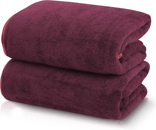 Vista 33 de TENSTARS Toallas de baño de seda con dobladillo para liquidación de baño - 27 x 55 pulgadas - Ligeras, delgadas, de secado rápido - Toalla