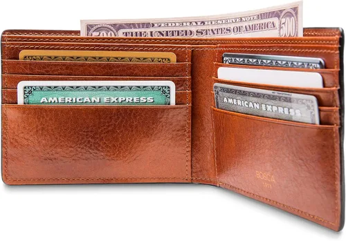 Vista 5 de Bosca - Cartera ejecutiva de piel de 8 bolsillos para hombre