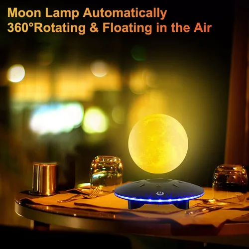 Vista 3 de Lámpara magnética flotante de luna, 16 colores, luz de luna, girando levitante, impresión 3D, luna, luces LED de noche, hogar, oficina, habitación