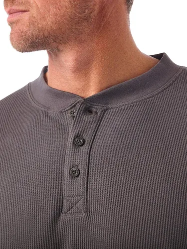 Vista 4 de Wrangler Authentics Henley Camisa de manga larga, tejido de punto gofre, para hombre