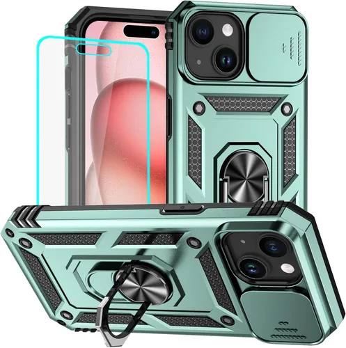 Vista 43 de HNHYGETE Funda para iPhone 12 Pro Max con protector de pantalla: [grado militar de 20 pies probada en caídas] Funda protectora para cámara Negro