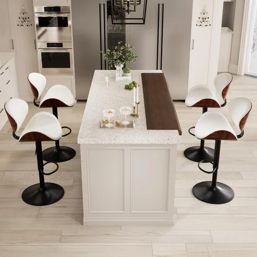 Vista 15 de Kidol & Shellder Taburetes de bar individuales grandes con respaldo de 21 pulgadas, sillas de bar modernas giratorias de altura ajustable, taburetes