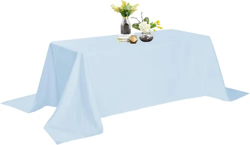 Vista 140 de Mantel de poliéster lavable de 132 pulgadas, resistente a las manchas y a las arrugas, mantel decorativo para mesa de comedor, fiestas de bufé