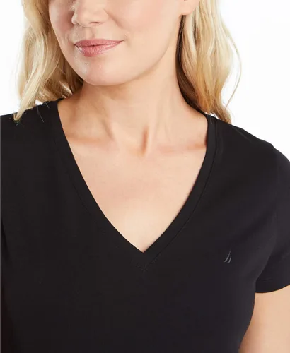 Vista 7 de Nautica Camiseta de algodón elástico con cuello en V para mujer Easy Comfort