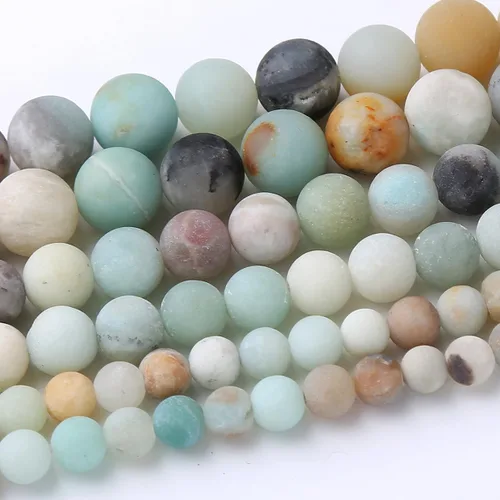 Vista 5 de Cuentas sueltas redondas de gemas naturales cuentas de piedra de energía de cristal para hacer joyas 15" (calcedonia afgana, 6 mm)