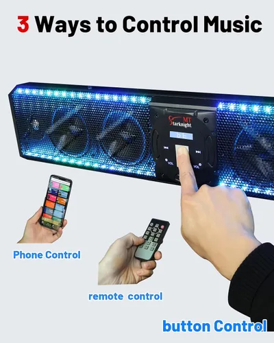 Vista 4 de StarknightMT Barra de sonido UTV de 26 pulgadas, TWS, altavoz Bluetooth, barra de sonido para carrito de golf, barra de sonido SxS impermeable