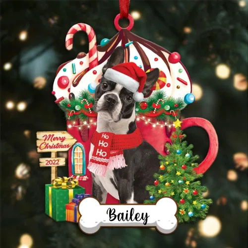 Vista 13 de Amantes de los perros de Navidad – Navidad de perros disponibles para muchos perros Shi Tzu – Adorno con forma personalizada, adorno de Navidad