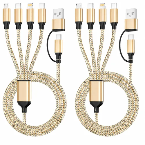 Vista 27 de Cable divisor USB C multi carga para múltiples dispositivos, cable de carga rápido 4 en 1, cable de carga de teléfono USB C trenzado con 4 Azul