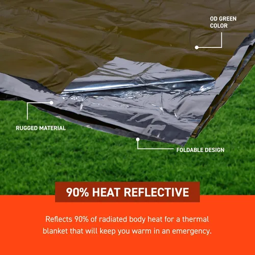 Vista 4 de S.O.L. Survive Outdoors Longer Manta de Emergencia Resistente 90% Reflectante del Calor - Gruesa, Resistente para Kit de Preparación para Desastres