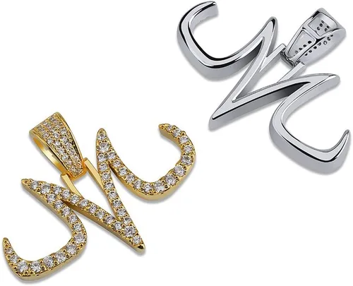 Vista 3 de Joyería Hip Hop Iced Out Bling Magic Logo M Personalidad Colgante de cadena chapada en oro de 18 quilates para hombres y mujeres