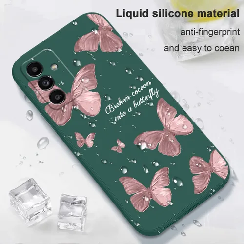 Vista 6 de LEECG Funda para teléfono Galaxy A13 5G, para Samsung A13 5G, patrón de mariposa, diseño lateral creativo, protector protector suave a prueba