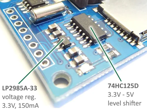 Vista 2 de CANADUINO® Mini registrador de datos DS1307, Micro SD, batería de respaldo, I2C, SPI