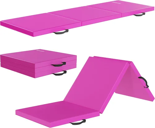 Vista 8 de Fitvids Esterilla de gimnasia plegable para hacer ejercicio, 2 x 6 x 2 pulgadas, con asas de transporte, de alta densidad, antidesgarros, portátil