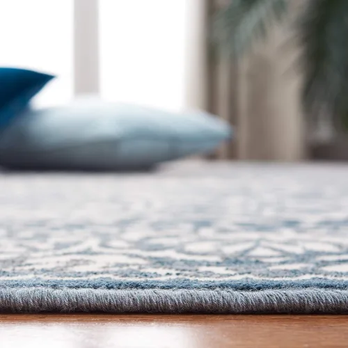 Vista 4 de SAFAVIEH Noble Collection - Alfombra de pasillo de 2 pies 2 pulgadas x 6 pies, azul y marfil, diseño de viscosa envejecida, ideal para zonas de alto