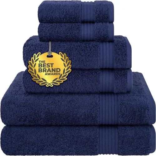 Vista 102 de Cotton Paradise Juego de 6 toallas, 100% algodón suave y absorbente turco para baño, 2 toallas de baño, 2 toallas de mano, 2 toallitas, juego