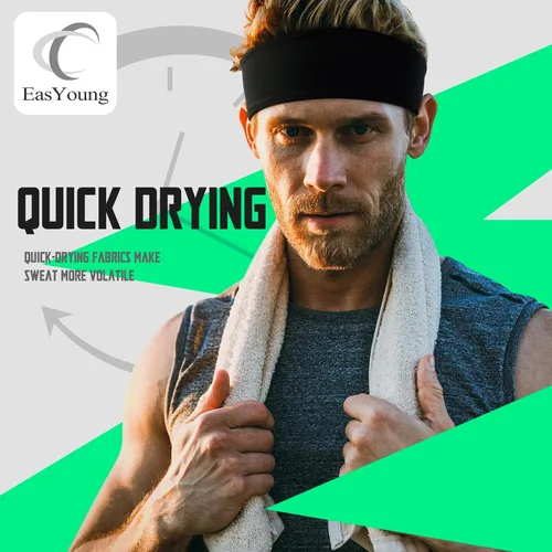 Vista 5 de EasYoung Diademas para hombre que absorben el sudor, diademas deportivas para hombre para correr o fitness, antideslizantes, transpirables