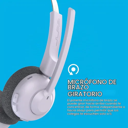 Vista 6 de JLab Go Work Pop, auriculares inalámbricos en la oreja, multipunto Bluetooth, micrófono con cancelación de ruido, lila